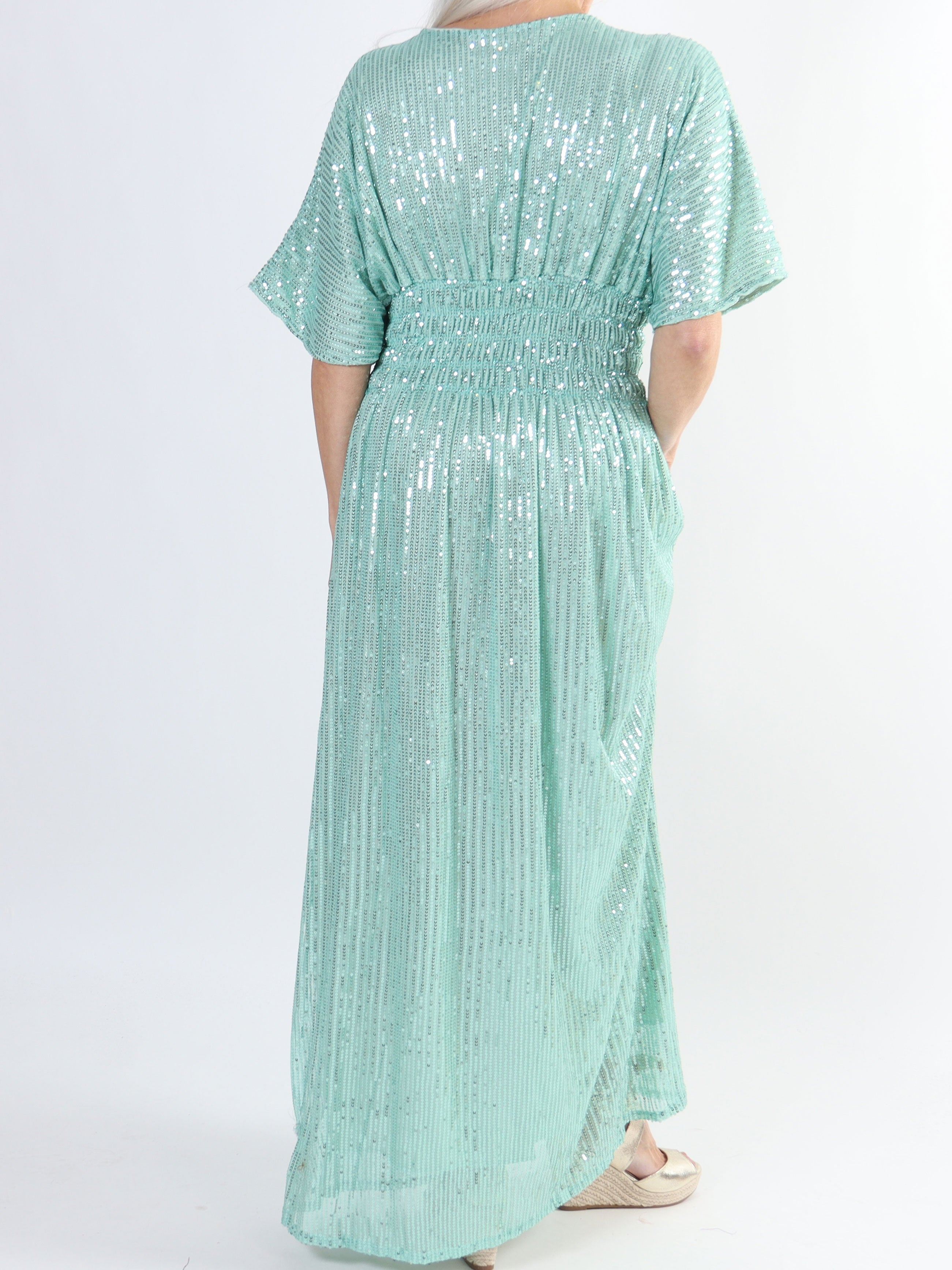 Pams Glitter - Lang smuk plus size kjole med pailletter